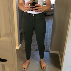 LOFT green skinny pants with cargo pockets